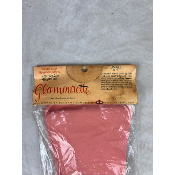 Vintage NOS 1950s Duracraft Latex Gloves Glamourette Size Small Pink - Picture 3 of 6